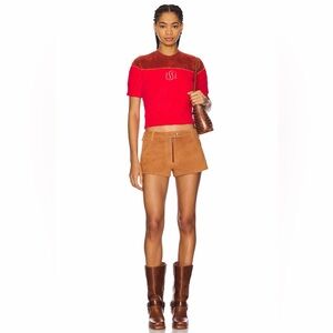 Understated Leather Perfect Shorts in Tan